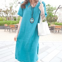 엔티랄라 순면의 원피스 여성 면 마 원피스 리넨 원피스 A라인 원피스 여름 여성 원피스 루즈핏의 빅 사이즈 원피스