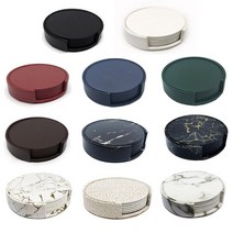 6pcs 코스터 인공 가죽 대리석 코스터 음료 커피 컵 매트 청소하기 쉬운 플레이스 매트 라운드 티 패드 테이블 패드 홀더 2022 293