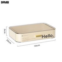 DFMEI 화장품 서랍식 수납함 방진 아크릴 테이블 화장대 수납함 선반, 새 책상 서랍 수납함 크림 화이트 프린트, 30*21.5*6.5CM, 1개