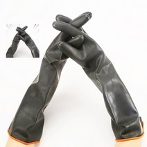 세차할때 롱장갑 검정 45cm 롱 작업용 세차 고무장갑 미디어나무, 검정장갑(양손)