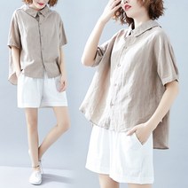 토파즈 WP0151 여자 여름 고퀄 린넨 마 쉬폰 면혼방 반팔 블라우스 티셔츠 남방 데일리룩