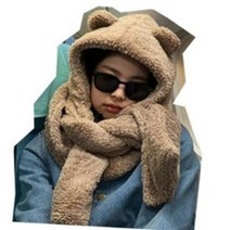헬로나나 당일발송 보들보들 제니 곰돌이 머플러 모자 목도리 곰도리 귀달이 뽀글이 양털 후드