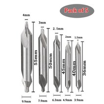 센터 드릴 비트 양면 HSS 60도 Countersink 1mm - 5mm 금속 드릴 비트, 5pcs Set