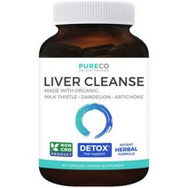 PURE CO Liver Cleanse 밀크씨슬 60베지캡 복용시간, 60캡슐, 1팩