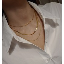 주하트 무변색 실크 체인 세줄 레이어드 뱀줄 써지컬스틸 목걸이 183