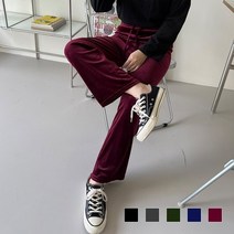 디작소 여성 헤디스 벨벳 스판 와이드 통바지 팬츠