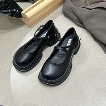 통굽 작은 구두 앵클 프렌치 빈티지 여름 여성 신발 로퍼 가을 블랙 단화