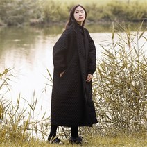 박시롱코트 눈길을 끄는 맥시코트 여성 발목까지 올라오다 카라넥 벌룬소매 클래식 숲 와이드 루즈핏 고퀄리티 2581338920