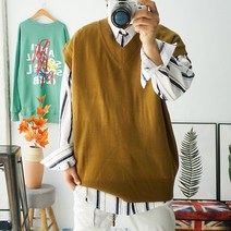 [코디캡틴] 오버핏 가을 브이넥 빅사이즈 니트조끼