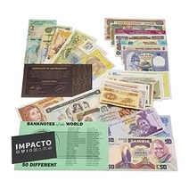 IMPACTO COLECCIONABLES 세계 통화 수집 – 진품 인증서가 있는 다른 국가의 순환되지 않은 지폐 50장 – 수집가 학교 및 박물관을 위한 오래된 지폐