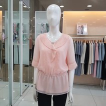 주름 디테일 허리 라인 셔링 블라우스-JABU5WRB240(L/핑크)