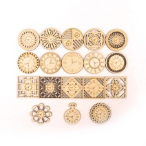 스타일 복고풍 시계 나무 패턴 라운드 스퀘어 스크랩북 공예 수제 악세사리 바느질 홈 장식 5-18 개 45mm MZ225, [01] 5pcs, [06] 6