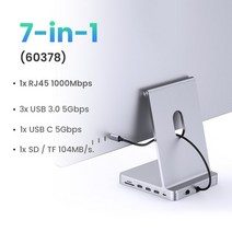 usb허브 c타입허브 호환 UGREEN-USB C 허브 RJ45 1000Mbps 3xUSB 3.0 c형 5Gbps SD/TF 아이맥 맥북 아이패, CHINA, 01 7-in-1 USB C HUB