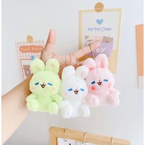 세아 볼터치 토끼 키링, 핑크, 1개