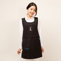 이솔홈 플레이캣 지퍼 원피스 앞치마, 블랙