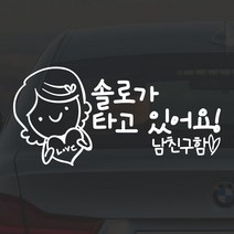 어른킹 쏠로가 타고 있어요 남친구함 포인트 컬러 데칼 스티커 자동차 드레스업 익스테리어 방수 시트지, 쏠로(남친구함)- 대(30x15cm) -홀로그램