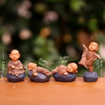 벽선반 48 pcs Buddha Monk Statue Miniature Figurines Showpiece for Wall Shelf Table Desktop Car Dash, 한개옵션1, 05 4pcs
