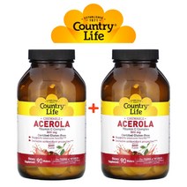 (1+1) 컨트리라이프 아세로라 비타민C 500mg 레몬 자몽 로즈힙 루틴 이뮨 아스코르빈산 90 츄어블 2팩