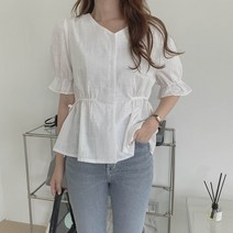 린다샵 리보에 허리리본 블라우스-BL4192K17