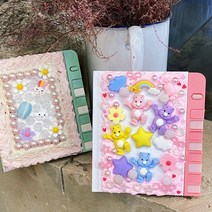DIY 나만의 다이어리 만들기 데코덴 세트 비밀 번호 버튼 일기장 수첩 노트 방과후수업, 연하늘, 마카롱 14종 세트