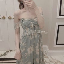 vsyoy 플라워 쉬폰 소녀 원피스