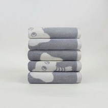 리빙유진 친환경 오가닉 동물그림 수건 150g 4장 어린이집수건, 04. 그레이 4장