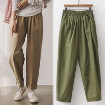 8375 (국내산)면 밴딩 배기 일자통바지팬츠여성봄여름