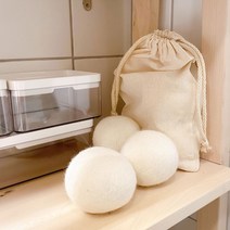 민스리빙 울드라이어볼 6p 건조기 양모볼 드라이 건조볼 세탁볼, 양모볼(6p)파우치포함