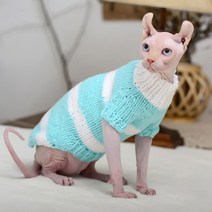 chol 스핑크스 고양이 컬러풀 스웨터, 블루