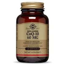 솔가 메가솔브 CoQ-10 60mg 소프트젤 글루텐 프리 무설탕, 120개입, 1개, 120정