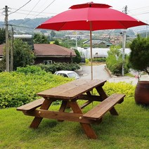 (테이블공장) 야외테이블 방부목 테이블 파라솔별매 6~8인용, 티크색