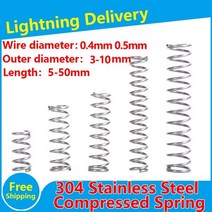 인장스프링 스텐인장스프링 금형 스테인레스 스틸 압력 스프링 304 SUS 압축 스프링 스틸 와이어 직경 0.4mm 0.5mm 10 개, 0.4mm_4mm, 25mm