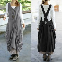 ZANZEA 여성 민소매 봄 캐주얼 느슨한 플러스 사이즈 탱크 드레스 멜빵 원피스