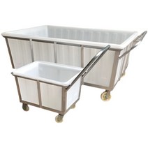 대형 이동식 플라스틱 사각 물탱크 트롤리 상자 운반 산업용 버킷 적재 카트, 200L 박스(82x60x52)+스텐카트