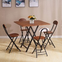 접이식 식탁 테이블 가정 원룸 자취생 밥상 테이블 휴대용 야외 가성비 저렴한 사각 테이블, 테이블(80x74) 의자 4개