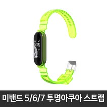 스토리링크 샤오미 Mi Band 5 6 7 스트랩 액정 보호필름, 미밴드5/6/7 투명아쿠아 스트랩_형광