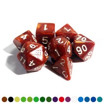꽁스 마블링 다면체 주사위 7종 세트, 단색-갈색