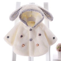 브랜드없음 유아 아기 소녀 겨울 활 귀 후드 두꺼운 따뜻한 겉옷 까마귀 재킷 코트 망토