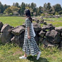 핫핑 사랑스런그녀 여름 체크롱원피스