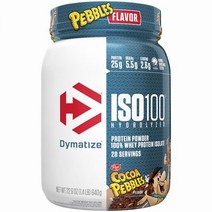 Dymatize Nutrition ISO100 가수분해 100% 분리 유청 단백질 코코아 자갈 1.4파운드 / 20인분
