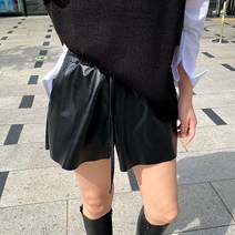 레자 밴딩 가죽반바지 4color