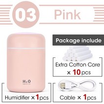 공기청정기 휴대용 USB 초음파 다채로운 컵 아로마 디퓨저 쿨 미스트 메이커 가습기 청정기 자동차 가정용, 12 Pink to 10filters
