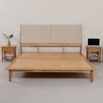 오크러버 패브릭 원목 침대 프레임