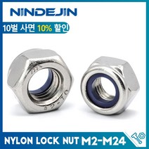 NINDEJIN 나일론 잠금 너트 스테인레스 스틸 육각 M2 M2.5 M3 M4 M5 M6 M8 M10 M12 M14 M16 M20 M24 Locknut DIN985, [13] M24 1pc