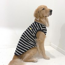 도기스타 소형 중형 대형견 신축좋은 민소매 스마일 면 티셔츠, 블랙/아이보리