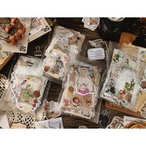 유쟈네 알찬구성 다이어리 세트 260P 스티커 세트 레트로 감성 빈티지 느낌 식물/꽃과 나비/ 커피/화구 종이 스티커 페이퍼 PET필름 다꾸 세트, 커피