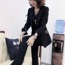 여성 정장 세트 블레이저 바지 오피스룩 투피스 의상 우아한 사무실 의 일치하는 럭셔리
