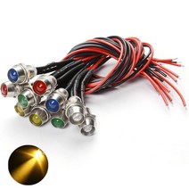 JINHA DIP LED 고휘도LED ROUND 발광다이오드 8mm 12V 인디게이터, 인디_(12V_8파이)노랑, 5개