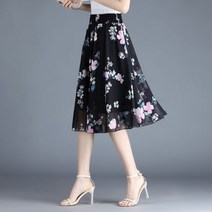 GDSHOP쉬폰 스커트 여성용 여름 꽃 무늬 YHFACAI