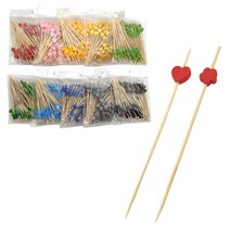 대나무 과일 꽂이 100P 하트 플라워 산적 꽂이 꼬치 과일 샌드위치 떡 빵 꼬지 다과 파티 포크 이쑤시개, (하트 파랑)